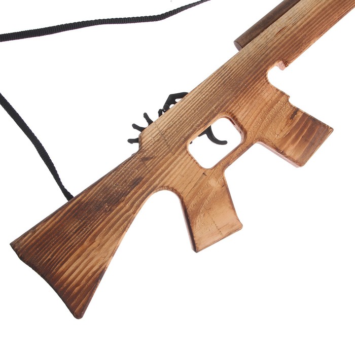Игрушка деревянная стреляет резинками «Автомат» 57 × 11.5 × 2 см - фото 1890900717