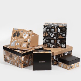 Набор коробок 6 в 1, упаковка подарочная, «Мужской крафт», 20 х 20 х 11 - 10.2 х 10.2 х 6 см