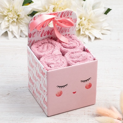 Салфетки махровые «Этель» Love, 4 шт., 30×30 см, хлопок 100%, розовые
