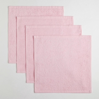 Салфетки махровые «Этель» Beauty, 30×30 см, 4 шт., хлопок 100%, розовые