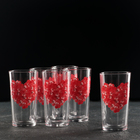 Набор стеклянных стаканов «Цветочное сердце», 230 мл, 6 шт, рисунок микс - фото 318281893
