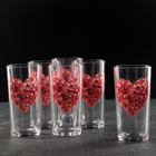 Набор стеклянных стаканов «Цветочное сердце», 230 мл, 6 шт, рисунок микс - Фото 3