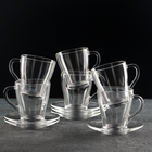 Чайный стеклянный набор «Грация», 12 предметов: кружка 250 мл, 6 шт, блюдце, 6 шт - фото 8935049