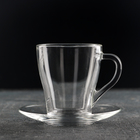 Чайный стеклянный набор «Грация», 12 предметов: кружка 250 мл, 6 шт, блюдце, 6 шт - Фото 2