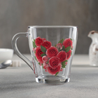 Кружка стеклянная «Цветочное сердце», 250 мл, рисунок МИКС - Фото 1