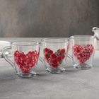 Кружка стеклянная «Цветочное сердце», 250 мл, рисунок МИКС - Фото 3