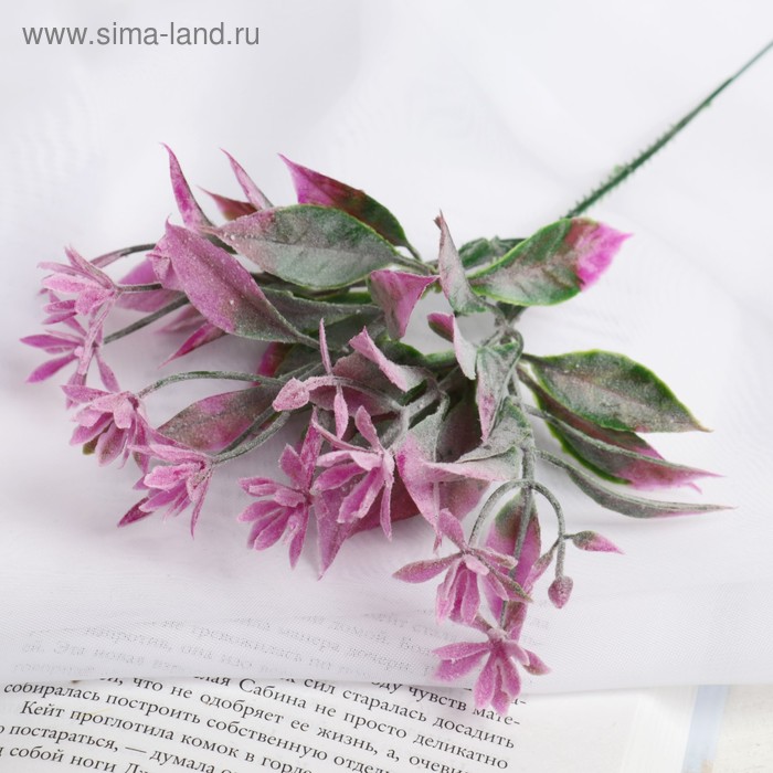Букет "Цветочки с листиками" с напылением, 22 см, микс - Фото 1