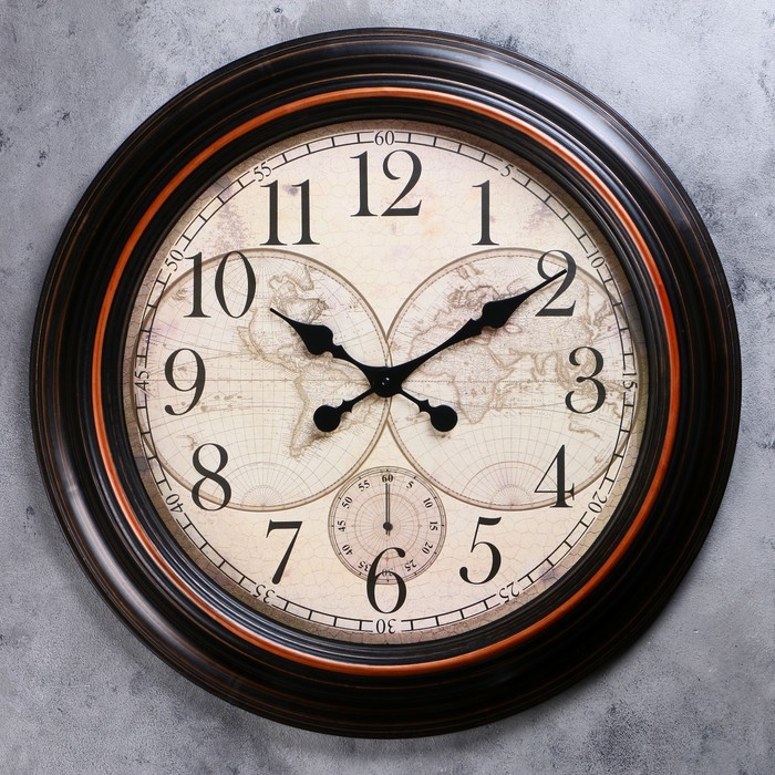 Часы настенные, серия: Интерьер, "Старинная карта", d-60 см - фото 1879821