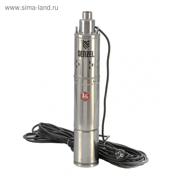Насос скважинный Denzel DWS-4-100, винтовой, 800 Вт, напор 100 м, 28 л/мин, кабель 20 м - Фото 1