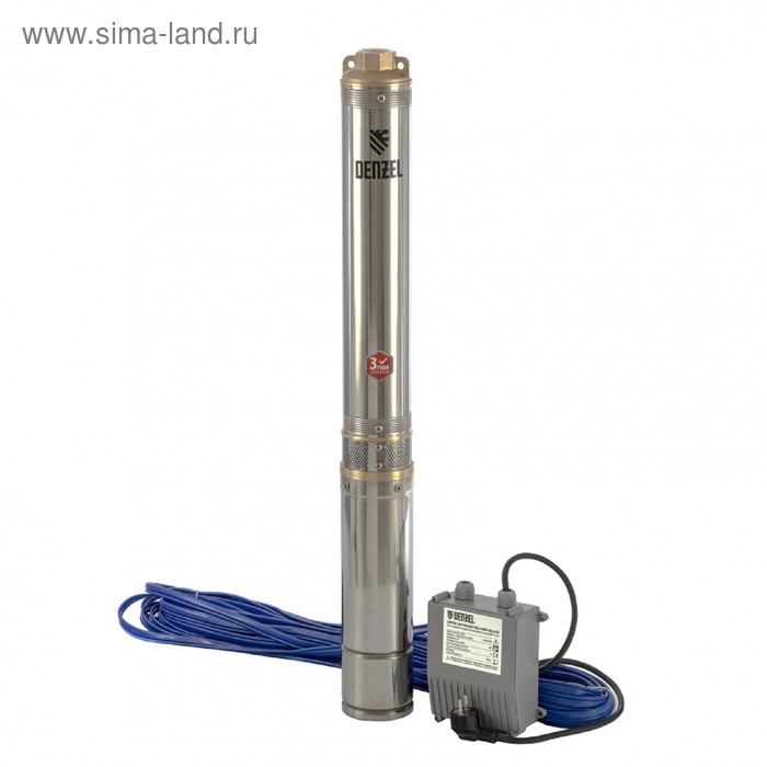 Насос скважинный Denzel DWC-4-80, центробежный, 1500 Вт, напор 80 м, 95 л/мин, кабель 20 м - Фото 1