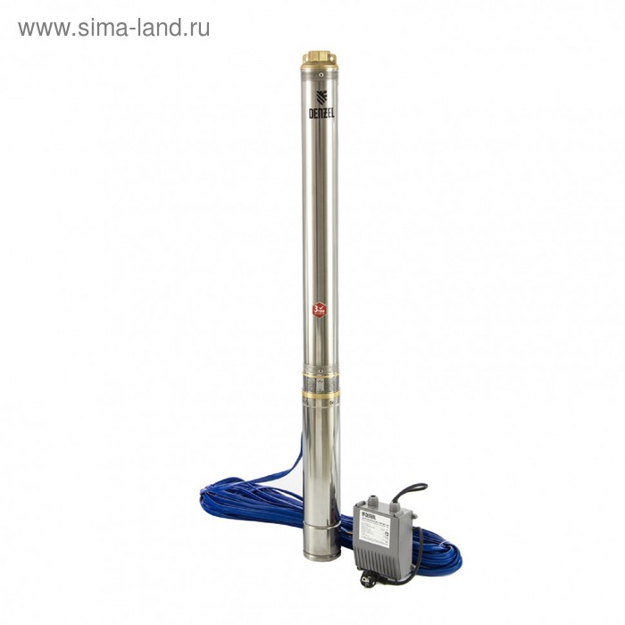Насос скважинный Denzel DWC-4-140, центробежный, 2200 Вт, напор 140 м, 100 л/мин, кабель 30 м - Фото 1
