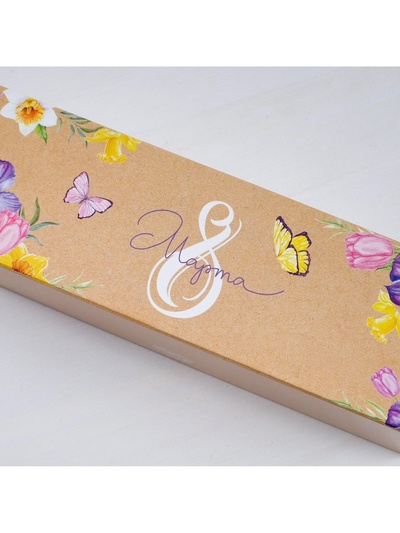 Коробка для макарун, кондитерская упаковка, «8 марта» 18×5.5×5.5 см