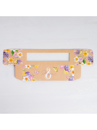 Коробка для макарун, кондитерская упаковка, «8 марта» 18×5.5×5.5 см
