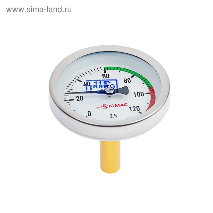 Термометр биметаллический, 120°C, с погружной гильзой 60 мм - Фото 1