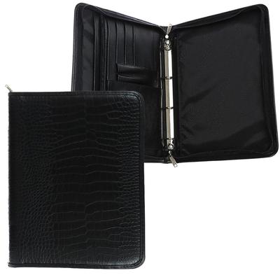 Папка деловая, искусственная кожа, 360×260×30 мм, с кольцевым механизмом 4, 3Д55 «Крокодил»