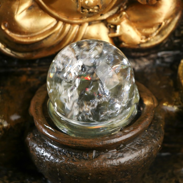 Фонтан настольный от сети, подсветка "Ганеша в храме" бронза 40х25х25 см - фото 1905622020