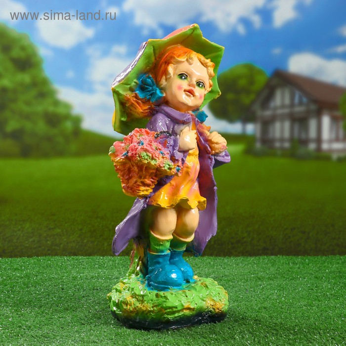 Садовая фигура "Девочка с зонтом" 39х17см - Фото 1