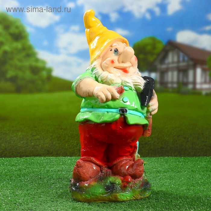 Садовая фигура "Гном с молотком №1" малый 42х18см - Фото 1