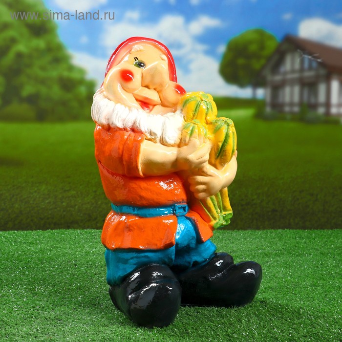 Садовая фигура "Гном с бананом" 36х20см - Фото 1