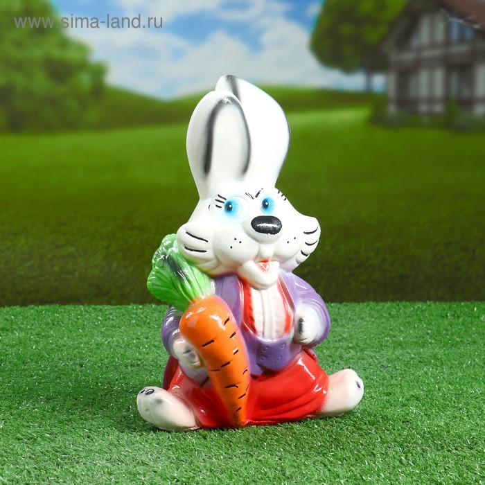 Садовая фигура "Заяц с моркошкой" 28х14см - Фото 1