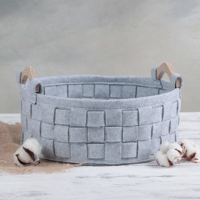 Корзина для хранения Доляна «Нафаня», 21,5×21,5×12 см, цвет серый