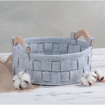 Корзина для хранения Доляна «Нафаня», 26×26×14 см, цвет серый