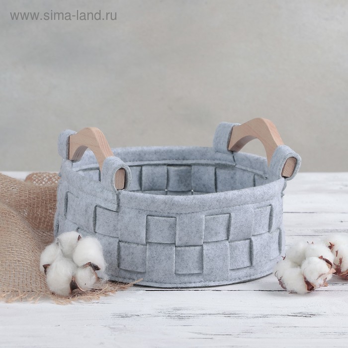 Корзина для хранения Доляна «Нафаня», 30,5×30,5×16 см, цвет серый - Фото 1