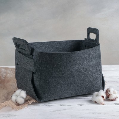 Корзина для хранения Доляна «Витс», 30×23×16 см, цвет тёмно-серый