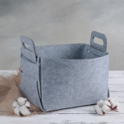 Корзина для хранения Доляна «Витс», 30×23×16 см, цвет серый