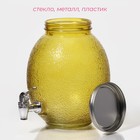 Диспенсер для напитков стеклянный «Фреш», 4 л, 21×16×24 см, цвет жёлтый - Фото 3