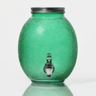 Диспенсер для напитков стеклянный «Фреш», 4 л, 21×16×24 см, цвет зелёный - Фото 2
