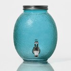 Диспенсер для напитков стеклянный «Фреш», 4 л, 21×16×24 см, цвет голубой - фото 9354055