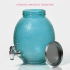 Диспенсер для напитков стеклянный «Фреш», 4 л, 21×16×24 см, цвет голубой - фото 9354056