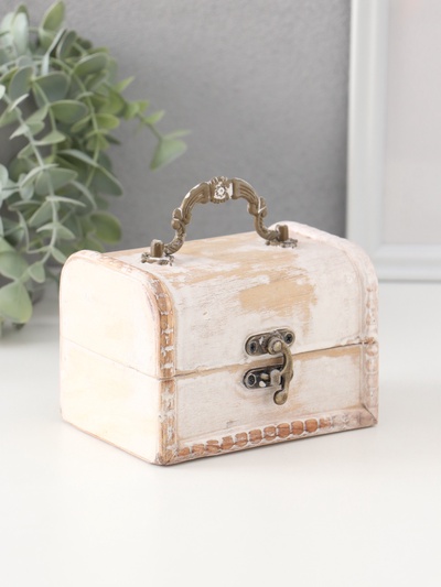 Шкатулка для украшений «Сундучок. Состаренная белая», дерево, 8.5×12×8.5 см