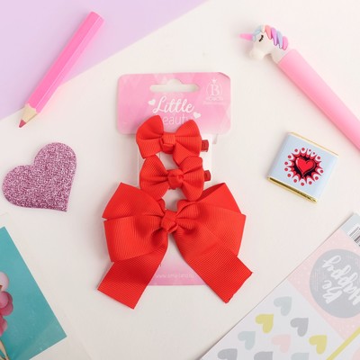 Зажимы для волос «Классика», набор 3 шт., красные