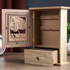 Ключница дерево 6 крючков с ящиком "Пальмовый лист и греческий узор" 29,5х21х8 см - фото 23376465