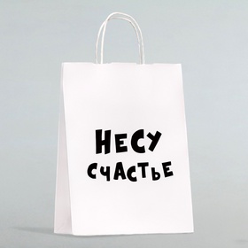 Пакет подарочный «Несу счастье », 24×14×28 см