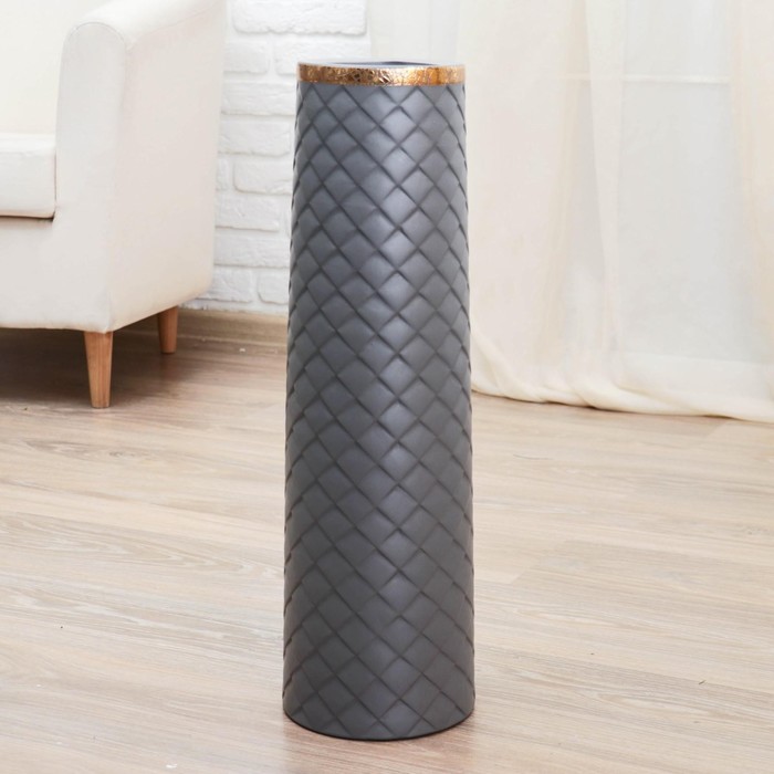 Ваза напольная «Геометрия люкс», ромбики прямая, 15×60 см, керамика, серая - Фото 1