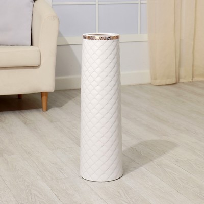 Ваза для цветов напольная «Геометрия люкс», 15×60 см, керамика, белая