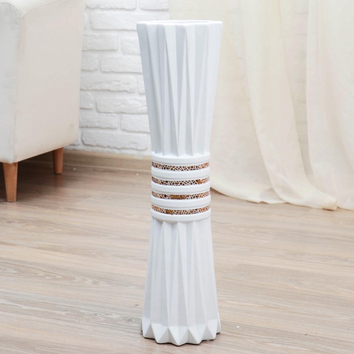 Ваза напольная «Геометрия люкс», пояс, 16×60 см, керамика, белая - Фото 1