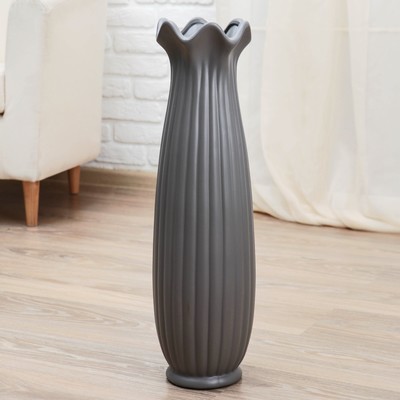Ваза для цветов напольная «Геометрия», 16×60 см, керамика, серая
