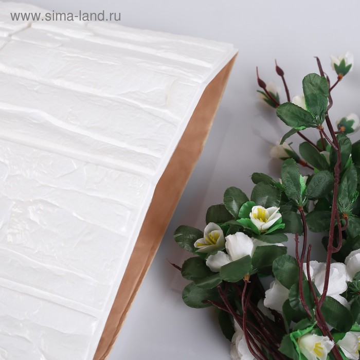 Самоклеящаяся ПВХ панель 3D "Белая плитка" 77*70см - Фото 1