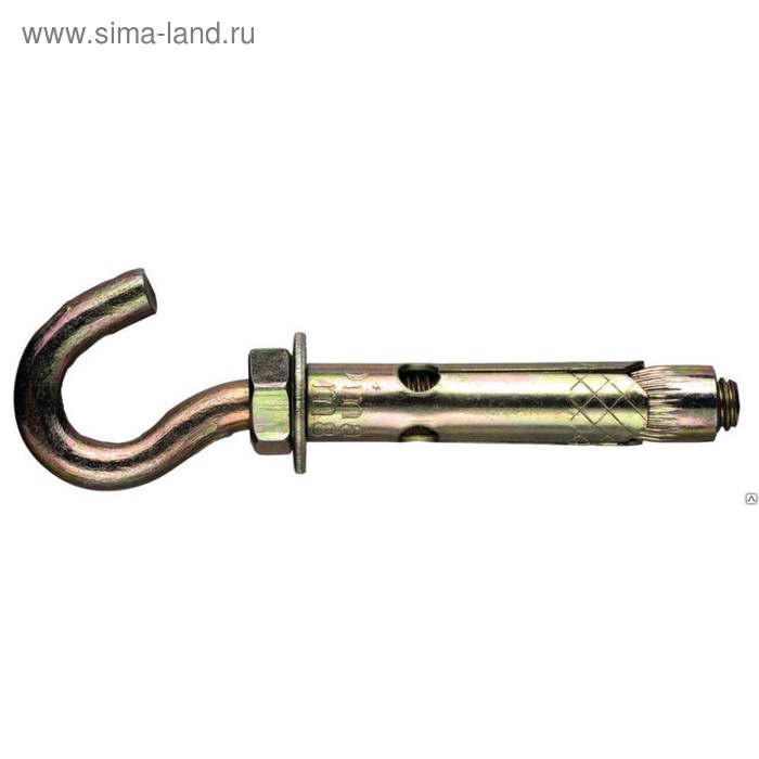 Анкерный болт Steelrex, с крюком, оцинкованный, 10×100 мм, 50 шт. - Фото 1