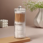 Органайзер для ватных палочек и дисков, с крышкой, 2 секции, 6.7×19 см, прозрачный - Фото 3