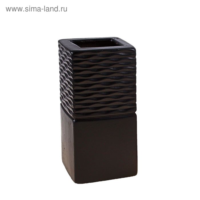 ваза керамика черн/белая 20 см квадрат - Фото 1