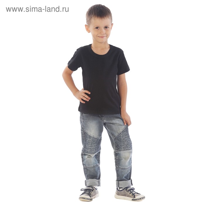 Футболка детская, рост 110 см, чёрная - Фото 1