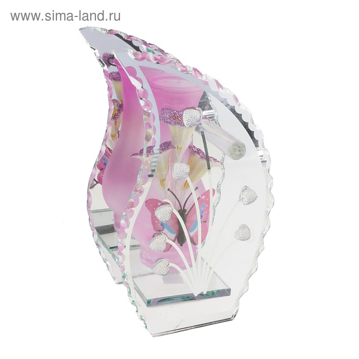 ваза стекло Калипсо срез 15*9*7 см бабочка цветы - Фото 1