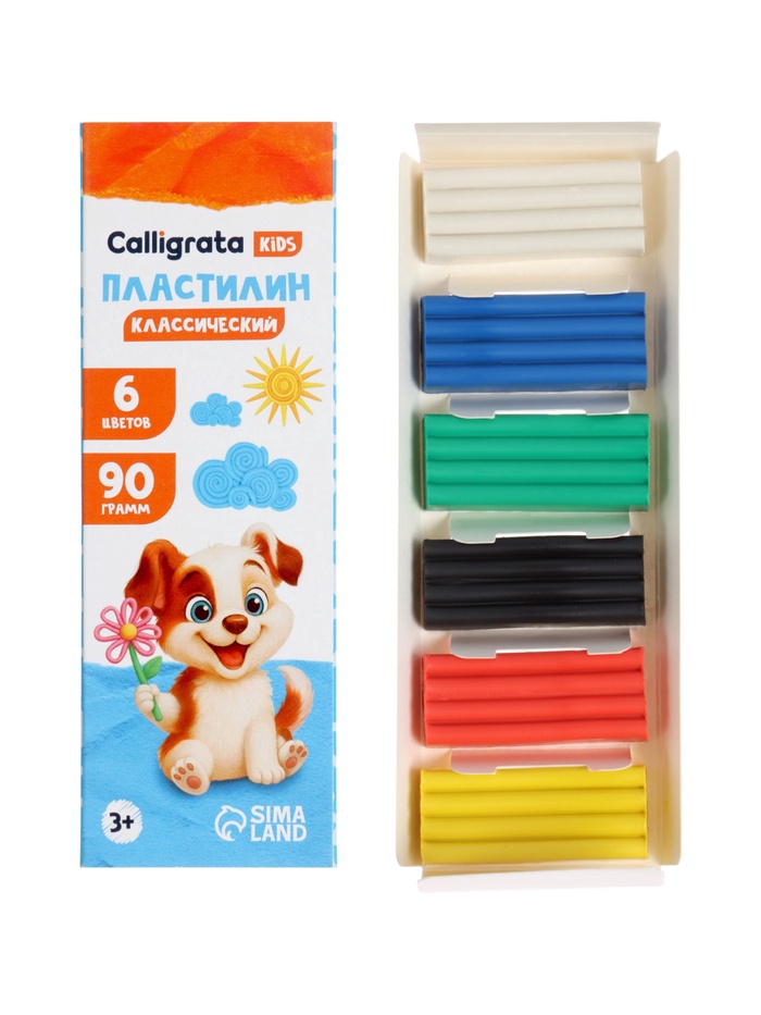 Пластилин Calligrata, 6 цветов, 90 г - Фото 1