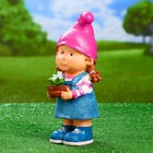 Садовая фигура из полистоуна «Девочка-гном с цветочком», 32×15×13 см - Фото 12