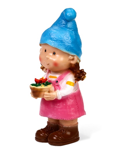 Садовая фигура из полистоуна «Девочка-гном с цветочком», 32×15×13 см